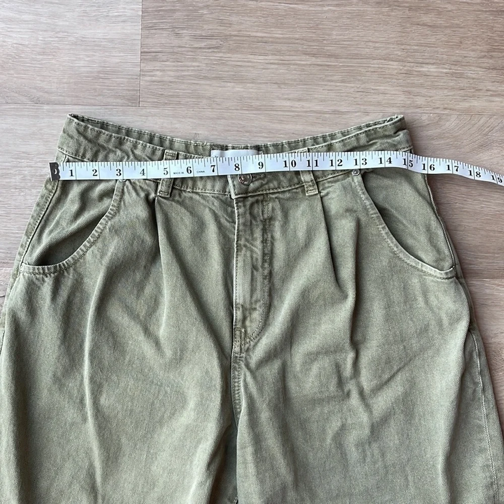 Mango Regina Slouch Jeans Khaki Green Size 8 - Picture 3 of 10
